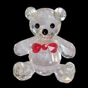 2003 Crystal World Theodore Boy Teddy Bear Heart Bow Tie #998 Figurine Swarovski